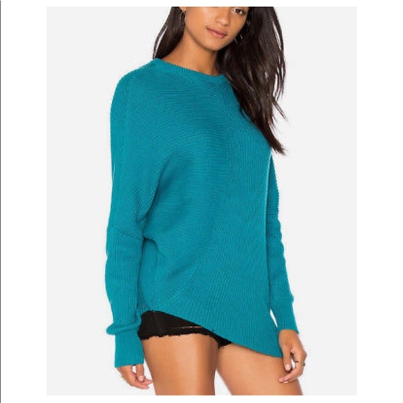 NWT Free People Asymmetrical Sweater Turquoise - Picture 2 of 3